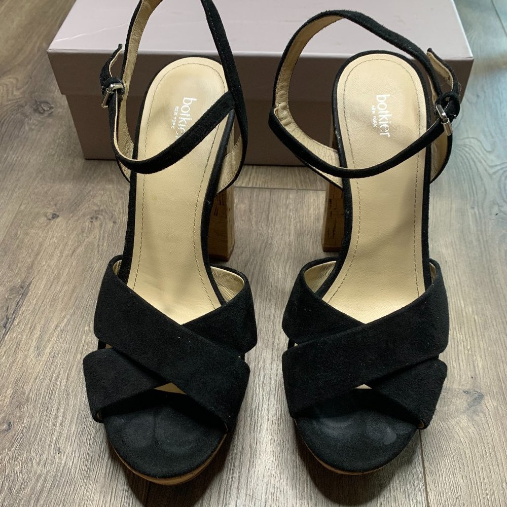 Botkier | Size 10 Black Velvet Open Toe Cork Heels - image 1